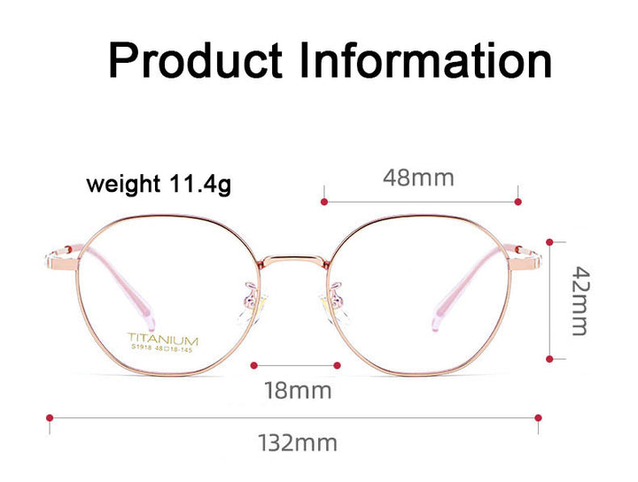 Hotony Women's Full Rim Round Titanium Frame Eyeglasses S1918 Full Rim Hotony
