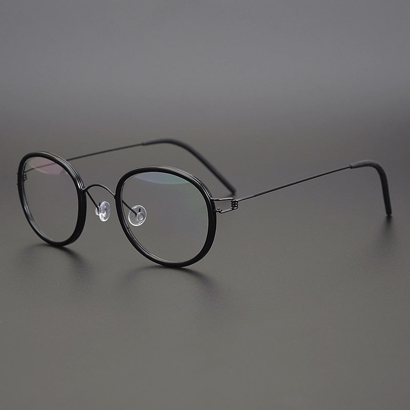 Gatenac Unisex Full Rim Round Screwless Titanium Frame Eyeglasses Gxyj267 Full Rim Gatenac Black