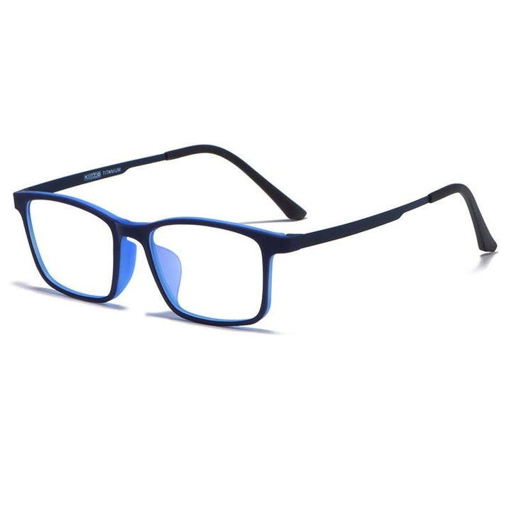 Yimaruili Unisex Full Rim Small Square Titanium Eyeglasses HR3058 Full Rim Yimaruili Eyeglasses Black Blue
