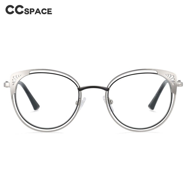 CCspace Women's Full Rim Round Cat Eye Alloy Frame Eyeglasses 54081 Full Rim CCspace