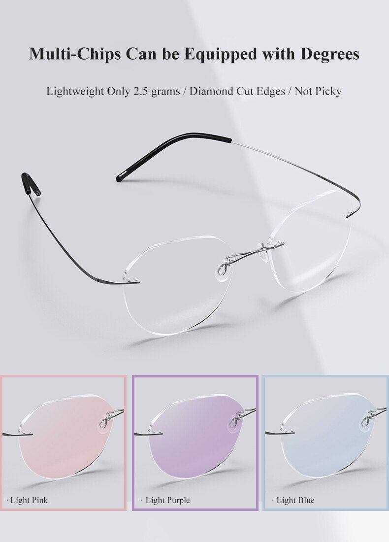 Chashma Ochki Unisex Rimless Round Titanium Eyeglasses 8151 Rimless Chashma Ochki