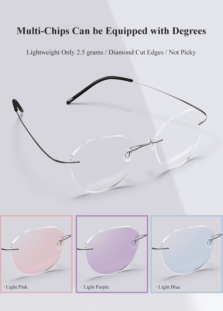 Chashma Ochki Unisex Rimless Round Titanium Eyeglasses 8151 Rimless Chashma Ochki