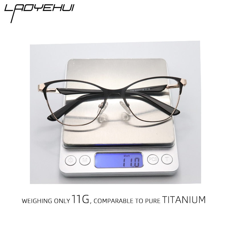 Laoyehui Unisex Eyeglasses Cat Eye Alloy Reading Glasses Blue Brown 8184 Reading Glasses Laoyehui