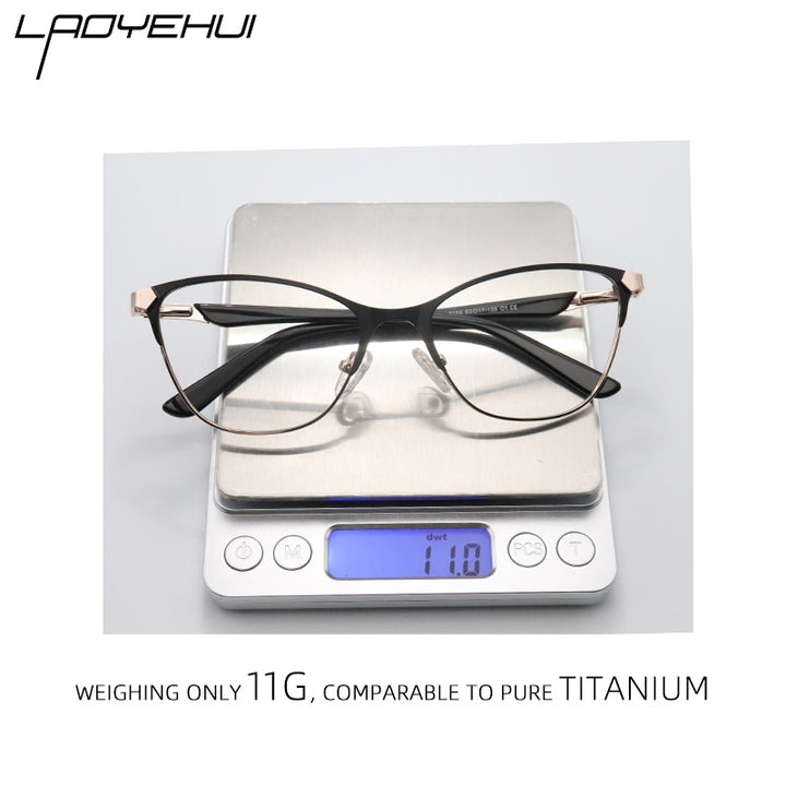 Laoyehui Unisex Eyeglasses Cat Eye Alloy Reading Glasses Blue Brown 8184 Reading Glasses Laoyehui