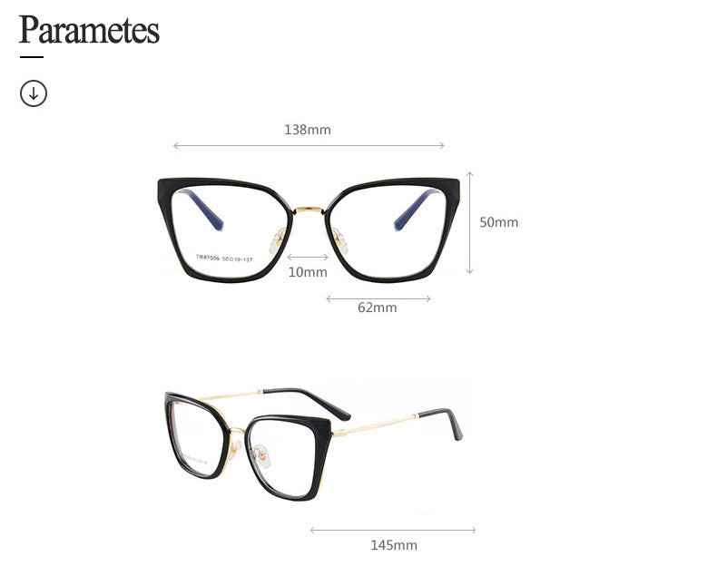 Hotony Woman's Full Rim Cat Eye TR 90 Resin Alloy Frame Eyeglasses 7001 Full Rim Hotony