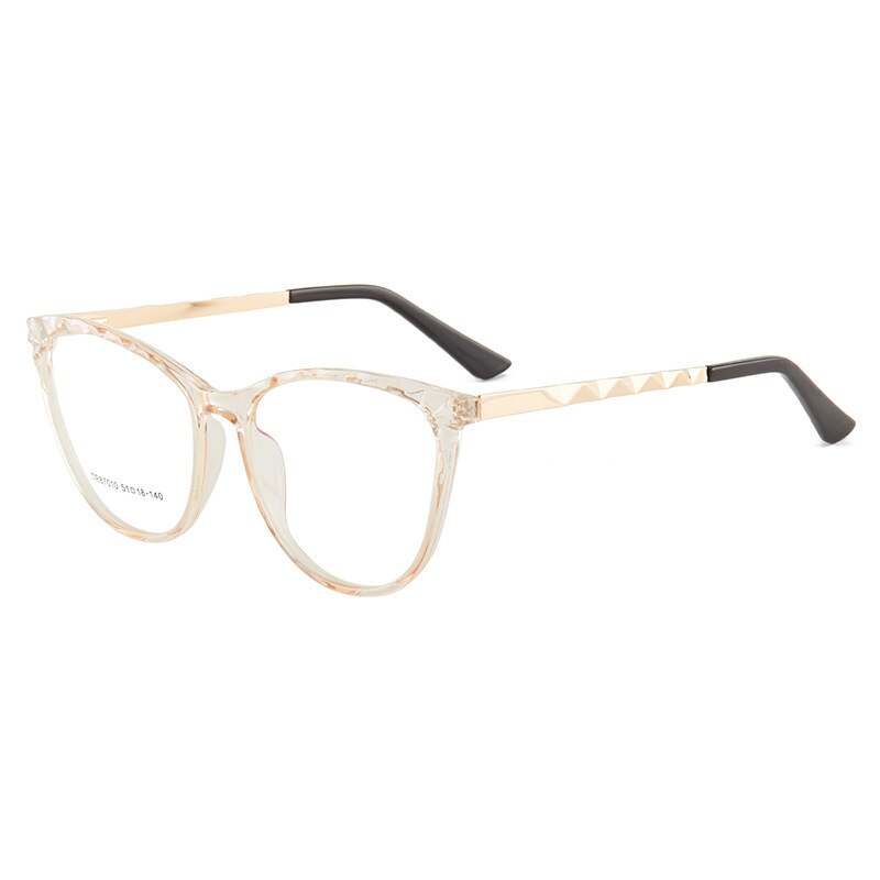 Hotony Women's Full Rim TR 90 Resin Round Cat Eye Frame Eyeglasses 7010 Full Rim Hotony Yellow