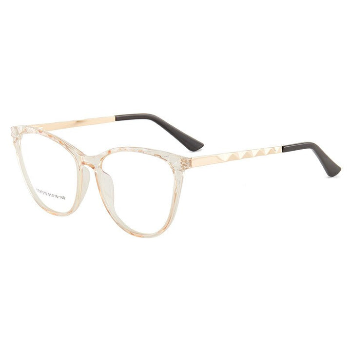 Hotony Women's Full Rim TR 90 Resin Round Cat Eye Frame Eyeglasses 7010 Full Rim Hotony Yellow