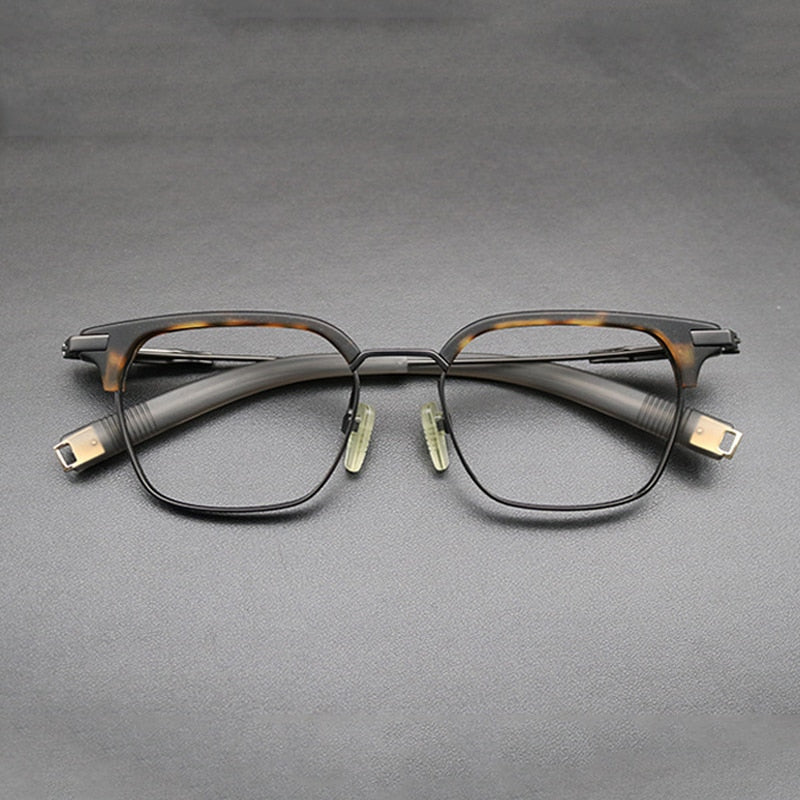 Gatenac Unisex Full Rim Square Titanium Acetate Frame Eyeglasses Gxyj669 Full Rim Gatenac Tortoise