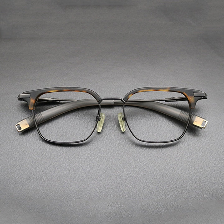 Gatenac Unisex Full Rim Square Titanium Acetate Frame Eyeglasses Gxyj669 Full Rim Gatenac Tortoise