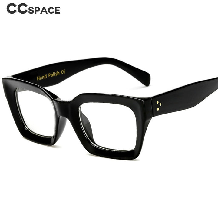 CCspace Unisex Full Rim Square Cat Eye Resin Rivet Frame Eyeglasses 47105 Full Rim CCspace black clear