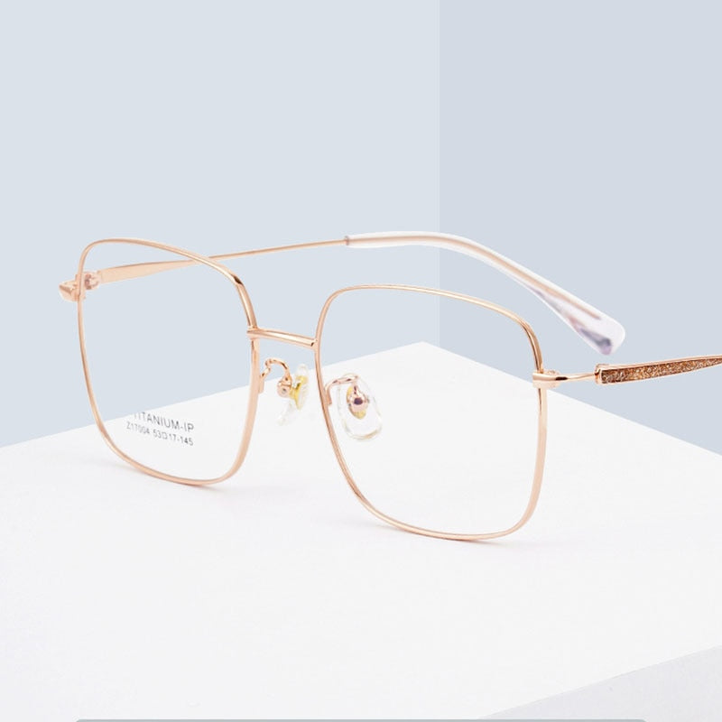 Handoer Unisex Full Rim Large Square Titanium Eyeglasses 17004 Full Rim Handoer