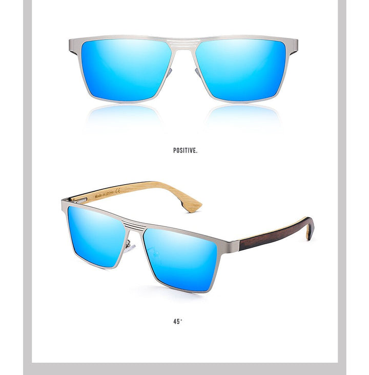 Yimaruili Unisex Full Rim Rectangular Bamboo/Wooden Frame Polarized Lens Sunglasses 8045 Sunglasses Yimaruili Sunglasses