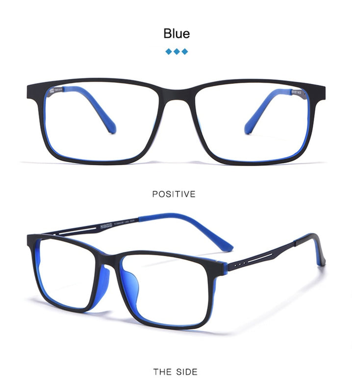 Hotony Unisex Full Rim TR 90 Square Frame Titanium Temple Eyeglasses 8838 Full Rim Hotony