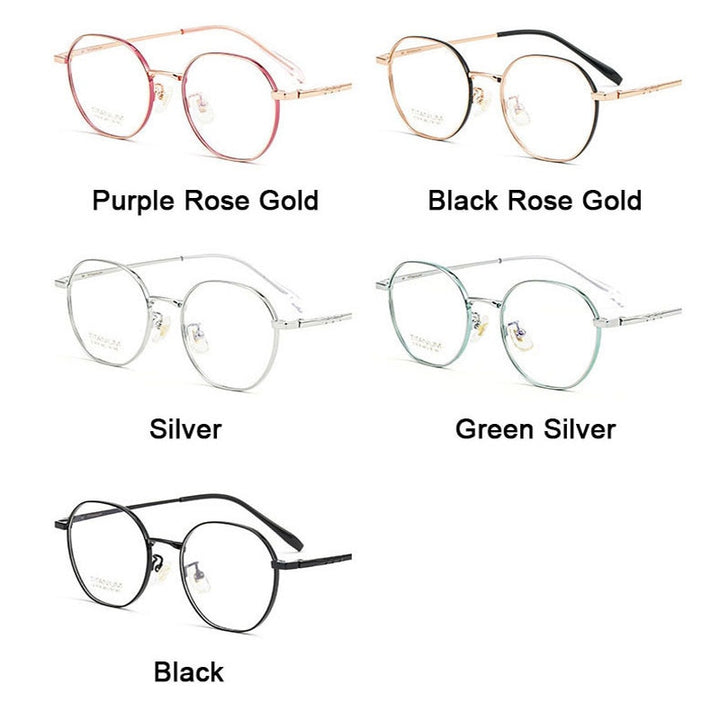 Hotony Women's Full Rim Round Titanium Frame Eyeglasses S1918 Full Rim Hotony
