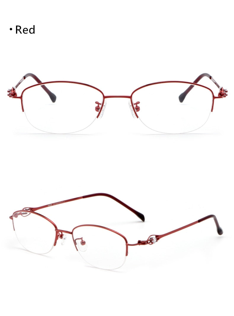 Yimaruili Women's Semi Rim Alloy Frame Eyeglasses 8020Z Semi Rim Yimaruili Eyeglasses