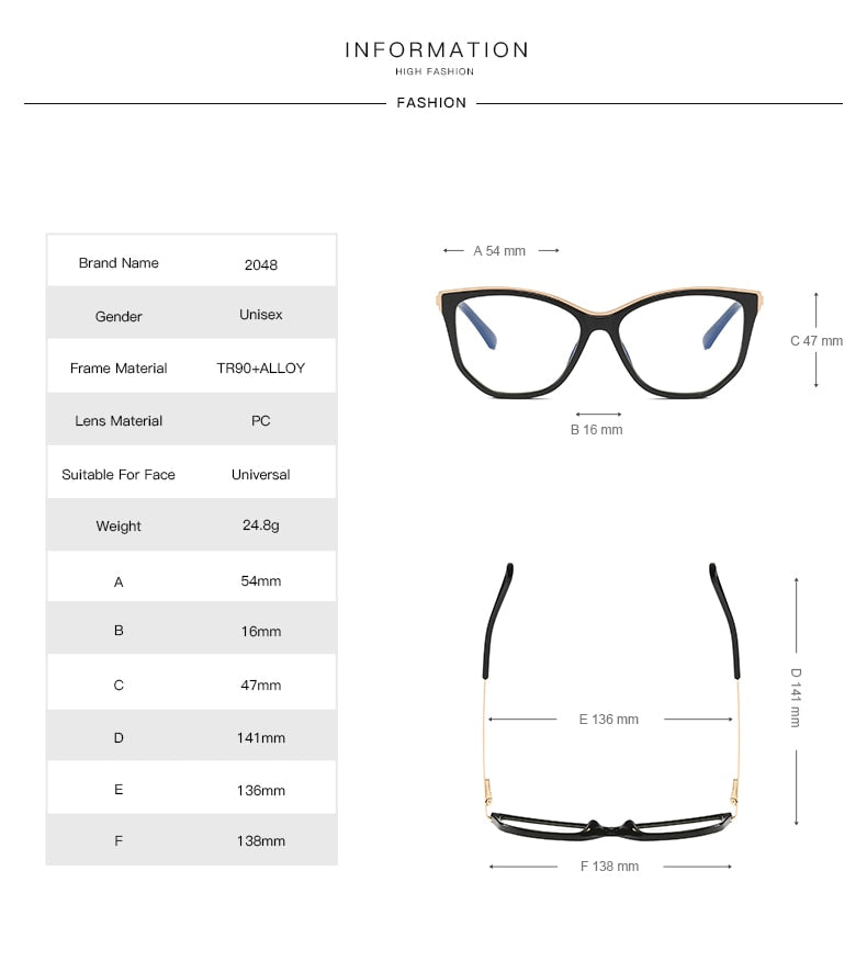 Hotochki Women's Full Rim Cat Eye Alloy Acetate Frame Eyeglasses 2048 Full Rim Hotochki