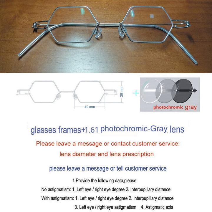 Yujo Handcrafted Unisex Polygonal Stainless Steel Eyeglasses Y002 Full Rim Yujo C4 China