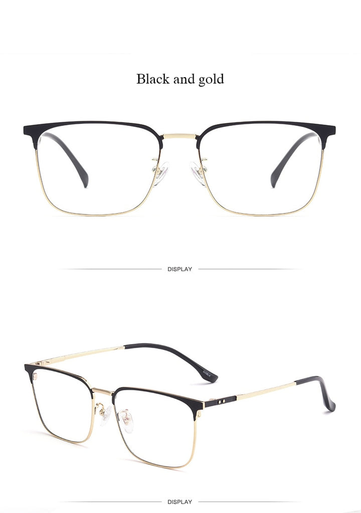 Hotochki Men's Semi Rim Beta Titanium Alloy IP Plated Frame Eyeglasses 80092 Semi Rim Hotochki