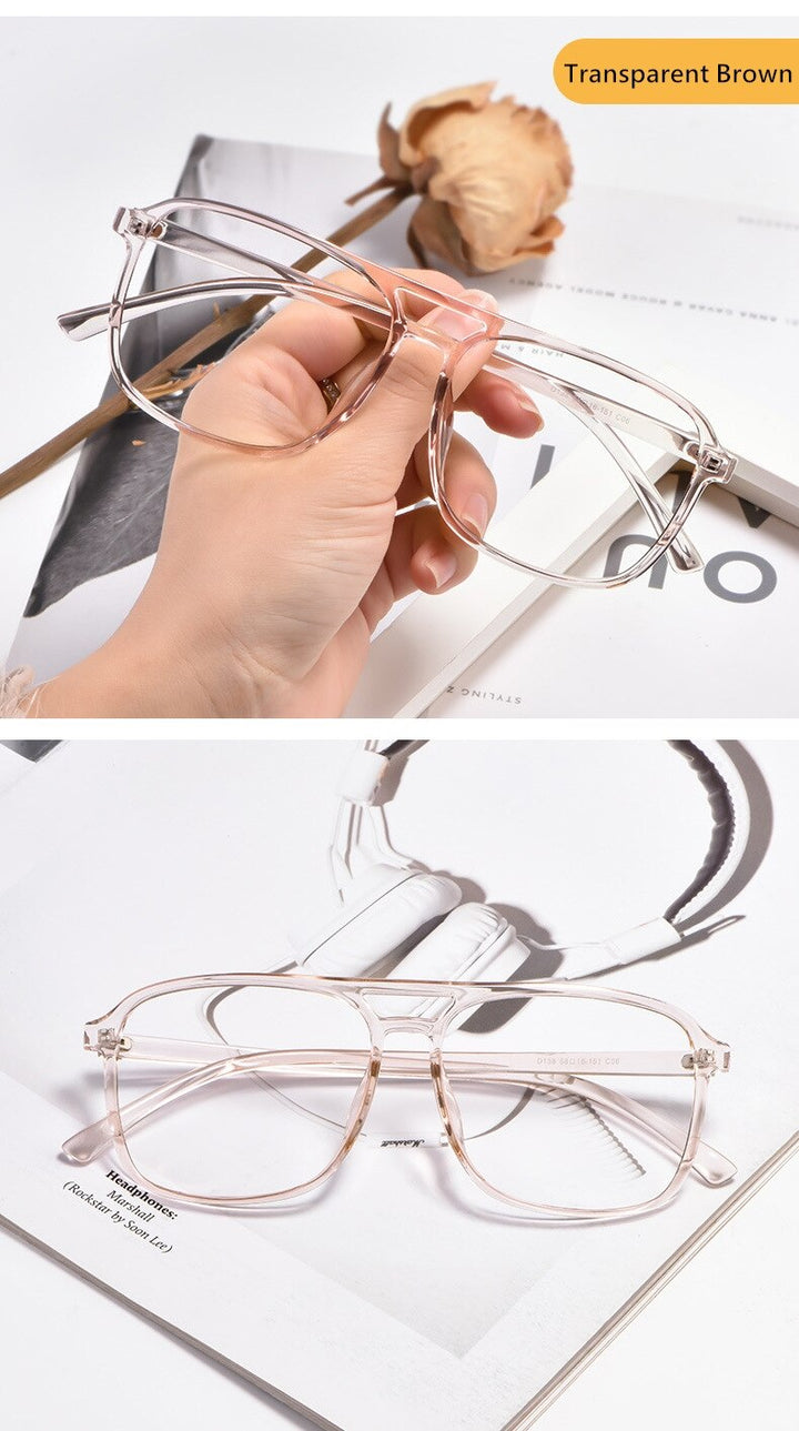 Yimaruili Unisex Full Rim TR 90 Resin Double Bridge Frame Eyeglasses D138 Full Rim Yimaruili Eyeglasses