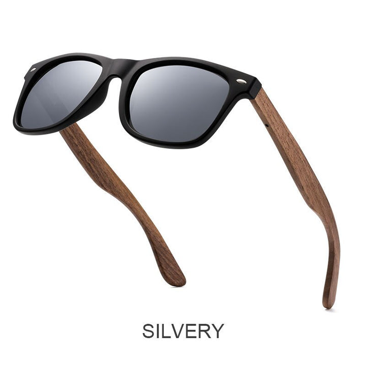 Yimaruili Men's Full Rim Wood Resin Frame HD Polarized Sunglasses 8004 Sunglasses Yimaruili Sunglasses Silver  