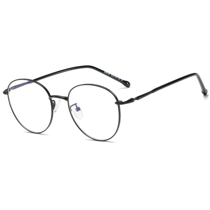 Hotony Unisex Full Rim Round Alloy Eyeglasses 29167 Full Rim Hotony BLACK