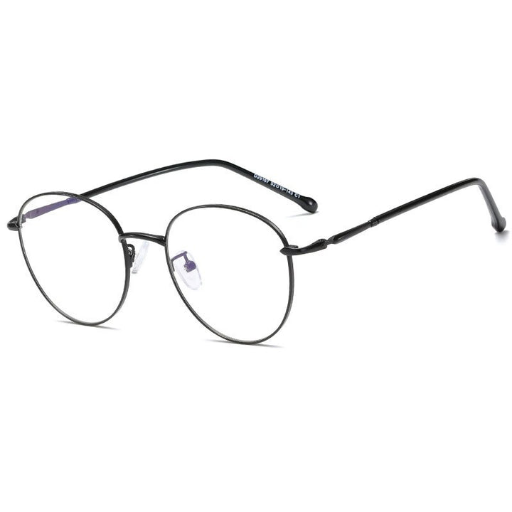 Hotony Unisex Full Rim Round Alloy Eyeglasses 29167 Full Rim Hotony BLACK