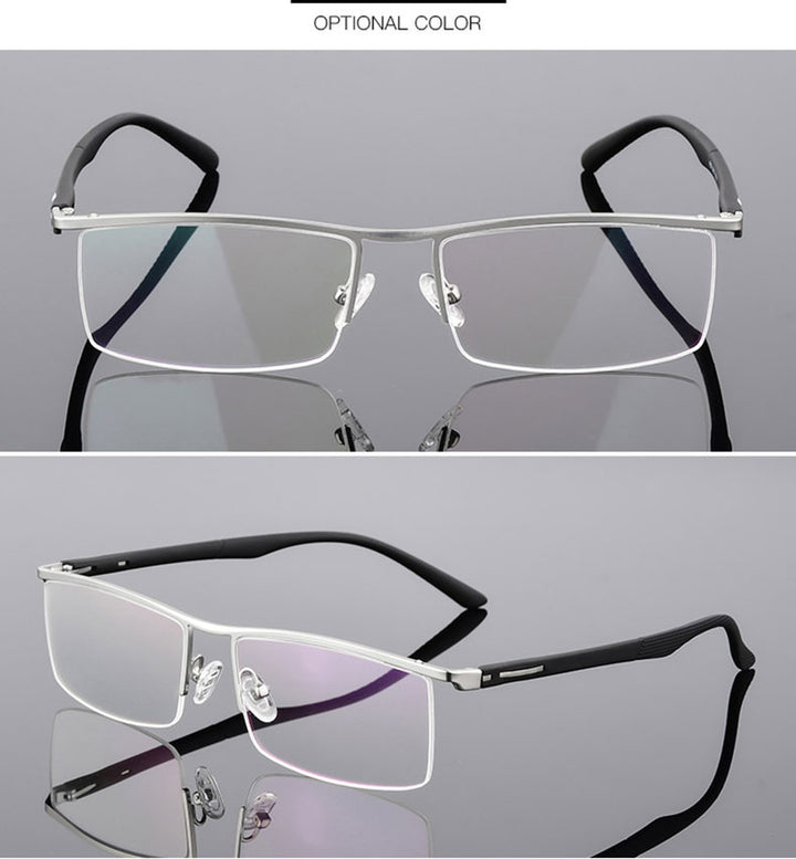 Reven Jate Unisex Semi Rim Square Tr 90 Alloy Eyeglasses P8831 Semi Rim Reven Jate