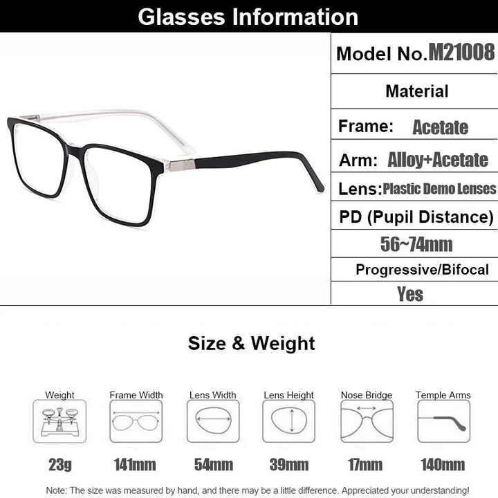 Gmei Women's Eyeglasses Acetate Frame Square M21008 Full Rim Gmei Optical