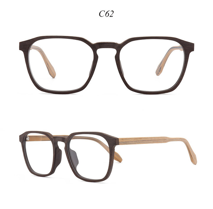 Hdcrafter Men's Full Rim Oversized Square Wood Frame Eyeglasses 1692 Full Rim Hdcrafter Eyeglasses