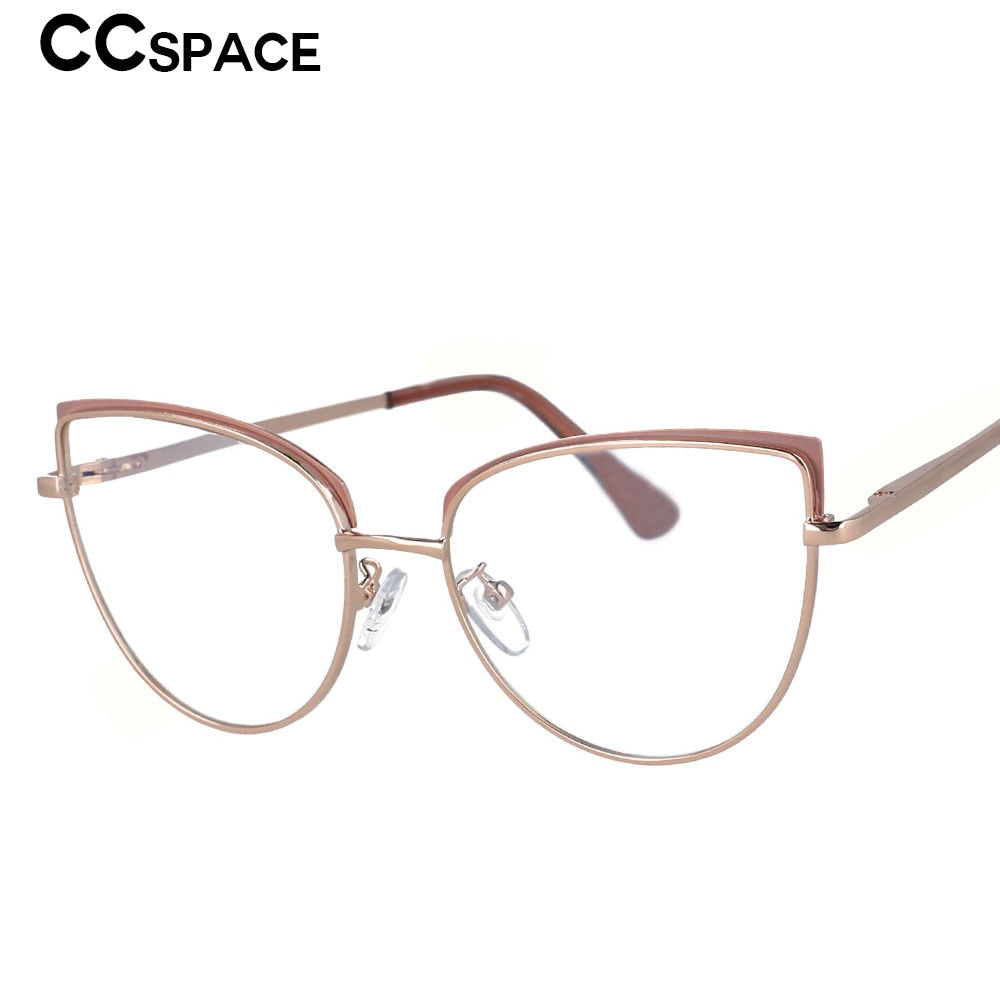 CCspace Unisex Full Rim Cat Eye Alloy Frame Eyeglasses 53101 Full Rim CCspace
