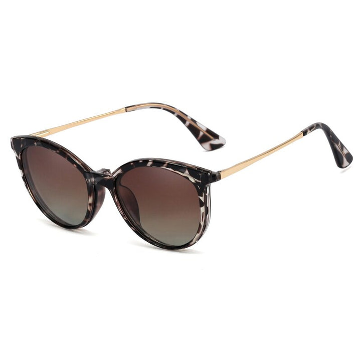 CCspace Unisex Full Rim Round Cat Eye Tr 90 Titanium Frame Eyeglasses Clip On Sunglasses 48344 With Clip Ons CCspace leopard