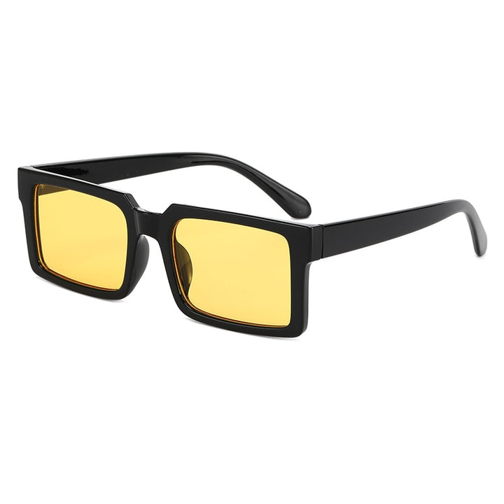 CCspace Women's Full Rim Square Resin Frame Sunglasses 49546 Sunglasses CCspace C8Black-Yellow