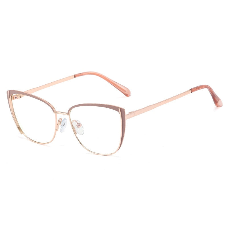 CCspace Women's Full Rim Cat Eye Alloy Frame Eyeglasses 48286 Full Rim CCspace C3Bean-Paste