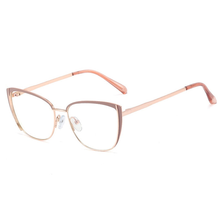 CCspace Women's Full Rim Cat Eye Alloy Frame Eyeglasses 48286 Full Rim CCspace C3Bean-Paste