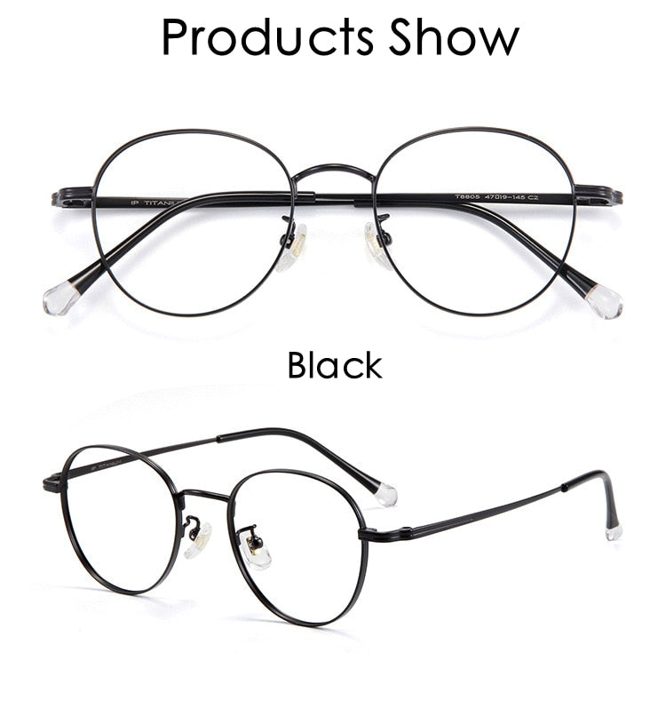 Yimaruili Unisex Full Rim Round Titanium Frame Eyeglasses T8805 Full Rim Yimaruili Eyeglasses