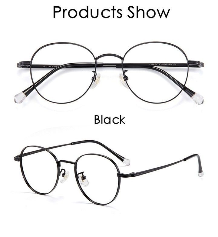 Yimaruili Unisex Full Rim Round Titanium Frame Eyeglasses T8805 Full Rim Yimaruili Eyeglasses