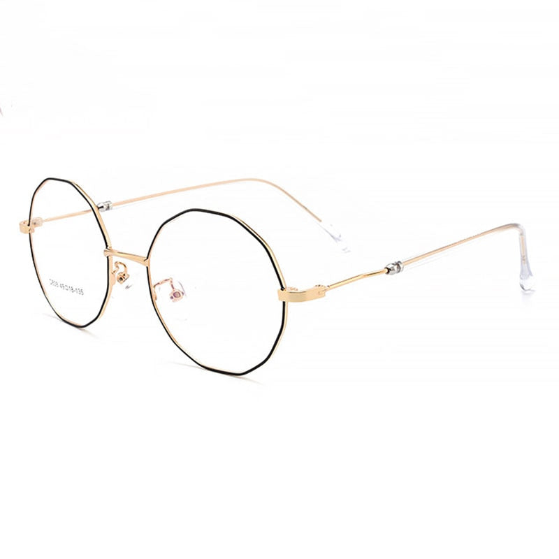Hotony Unisex Full Rim Polygon Round Alloy Frame Spring Hinge Eyeglasses D838 Full Rim Hotony