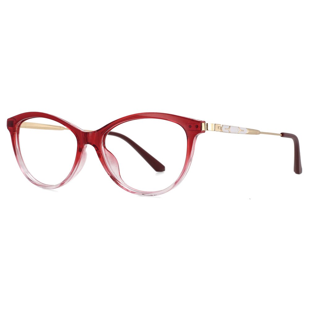 CCspace Unisex Full Rim Cat Eye Tr 90 Titanium Frame Eyeglasses 53754 Full Rim CCspace Red