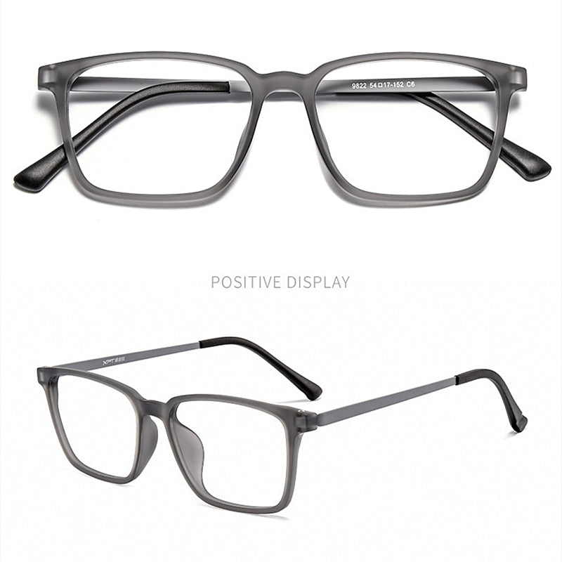 Yimaruili Men's Full Rim Square Titanium Frame Eyeglasses 9822 Full Rim Yimaruili Eyeglasses Transparent Gray