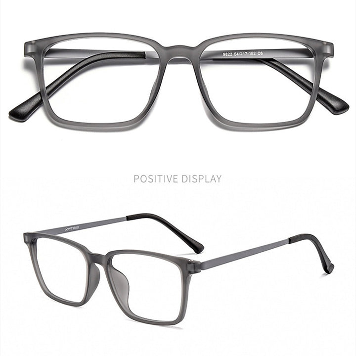 Yimaruili Men's Full Rim Square Titanium Frame Eyeglasses 9822 Full Rim Yimaruili Eyeglasses Transparent Gray