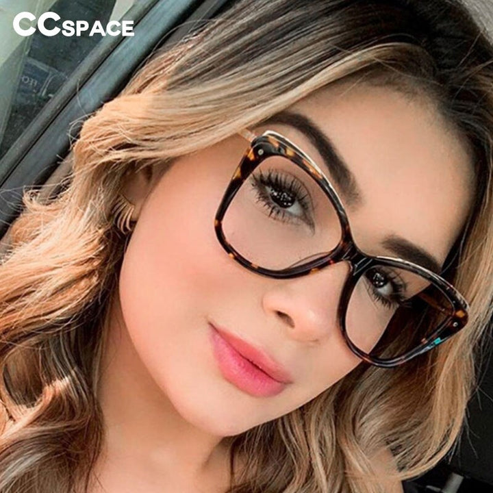 CCspace Unisex Full Rim Square Cat Eye Tr 90 Titanium Frame Eyeglasses 48168 Full Rim CCspace