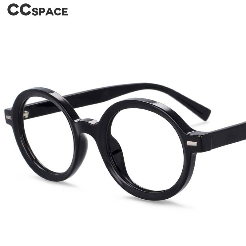 CCspace Unisex Full Rim Round Oval Tr 90 Titanium Rivet Frame Eyeglasses 54026 Full Rim CCspace