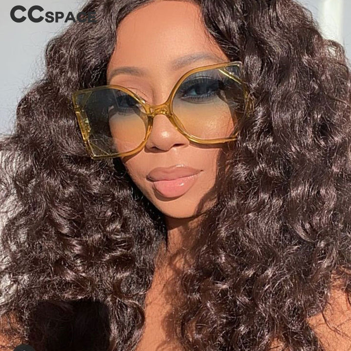 CCspace Women's Full Rim Oversized Square Resin Hollow Frame Sunglasses 49127 Sunglasses CCspace Sunglasses
