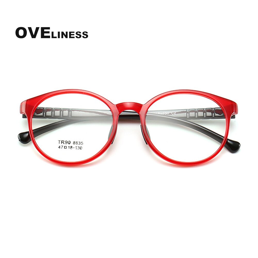 Oveliness Children's Unisex Full Rim Round Tr90 Titanium Eyeglasses 8835 Full Rim Oveliness red