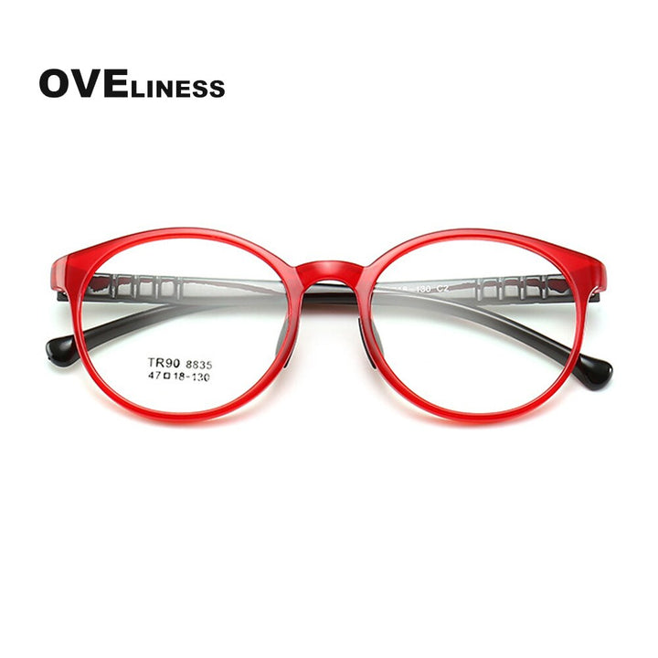 Oveliness Children's Unisex Full Rim Round Tr90 Titanium Eyeglasses 8835 Full Rim Oveliness red