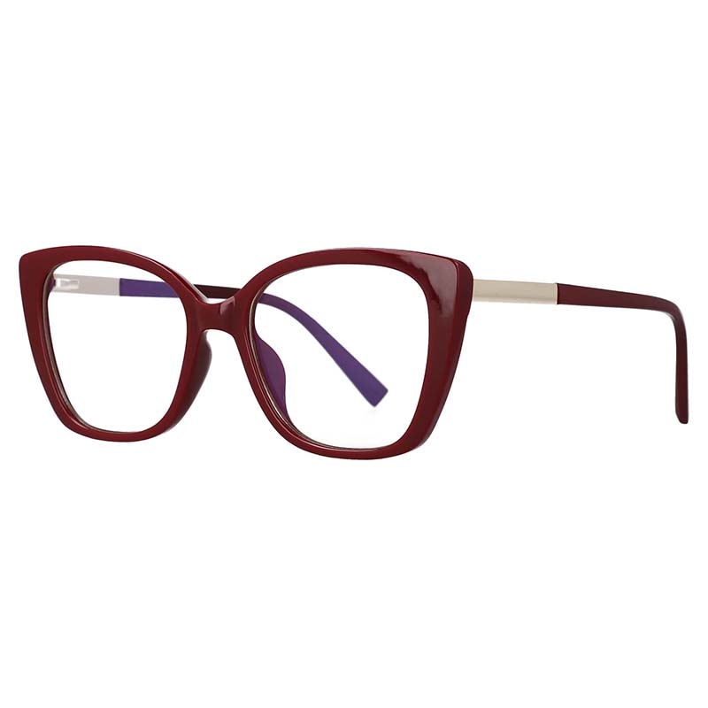 CCspace Women's Full Rim Square Cat Eye Tr 90 Titanium Frame Eyeglasses 53117 Full Rim CCspace Red