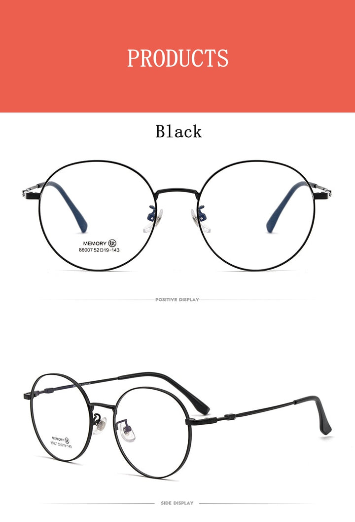 Yimaruili Unisex Full Rim Round β Titanium Frame Eyeglasses  86007YF Full Rim Yimaruili Eyeglasses