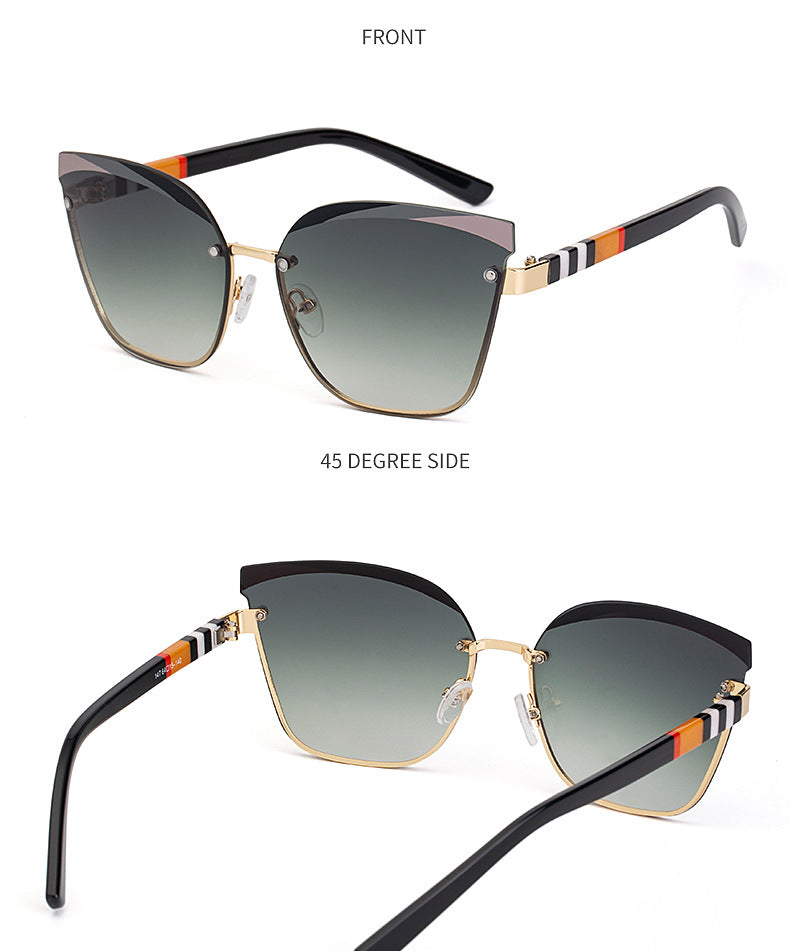 CCspace Women's Rimless Cat Eye Alloy Frame Sunglasses 49123 Sunglasses CCspace Sunglasses