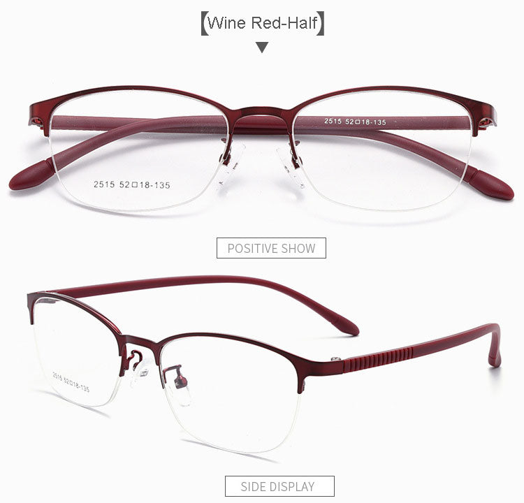 Hotony Unisex Full/Semi Rim Alloy Frame Eyeglasses 2516 Semi Rim Hotony