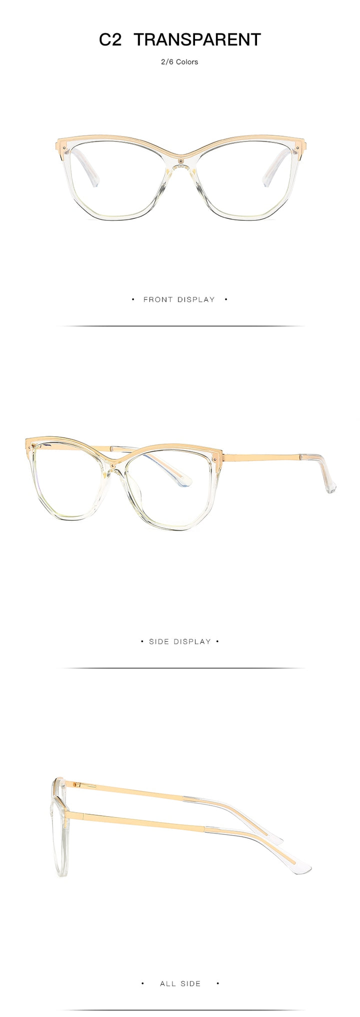Hotochki Women's Full Rim Cat Eye Alloy Acetate Frame Eyeglasses 2048 Full Rim Hotochki